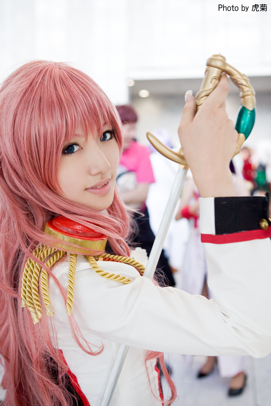 cosplay highres photo pink_hair revolutionary_girl_utena saya saya_(cosplayer) shoujo_kakumei_utena sword tenjou_utena uniform weapon