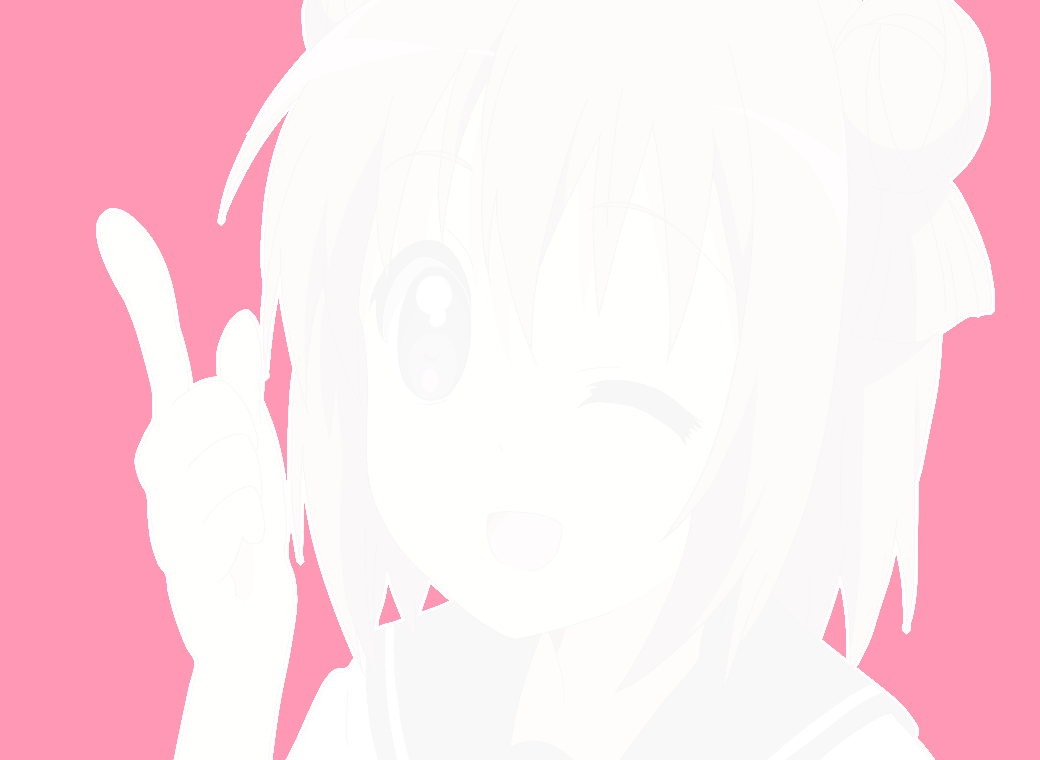 akaza_akari double_bun open_mouth pink_background solo yuru_yuri