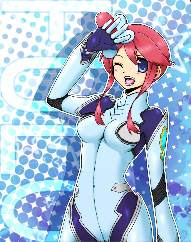 aji_paba bad_id bad_pixiv_id blue_eyes breasts character_name engrish fuuro_(pokemon) medium_breasts one_eye_closed open_mouth pilot_suit pokemon pokemon_(game) pokemon_bw ranguage red_hair solo