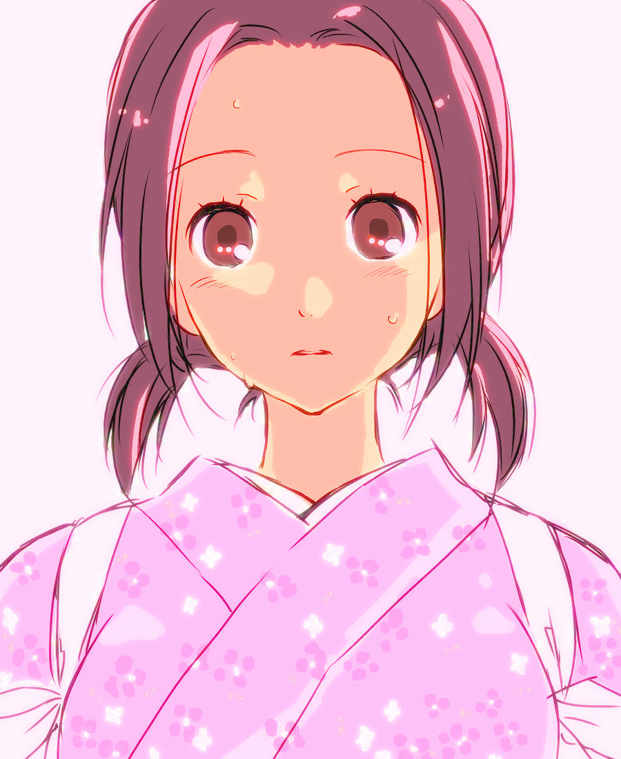 brown_eyes brown_hair chihayafuru female forehead japanese_clothes kimono looking_at_viewer ooe_kanade solo traditional_clothes twintails upper_body