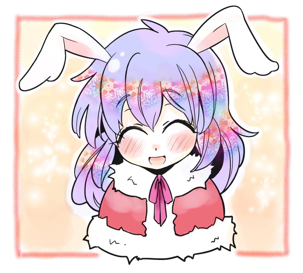 1girl akeome animal_ears bunny_ears bunny_girl bunnygirl commentary eyes_closed female new_year purple_hair solo touhou