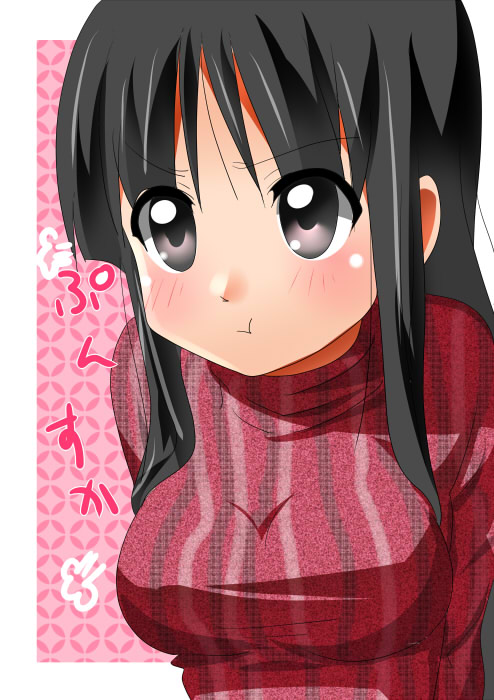 akiyama_mio bad_id bad_pixiv_id black_eyes black_hair blush k-on! long_hair solo yuubi