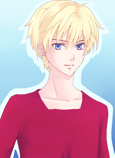 arthur_pendragon_(fate) blonde_hair blue_eyes casual fate/prototype fate_(series) male_focus rose60 solo