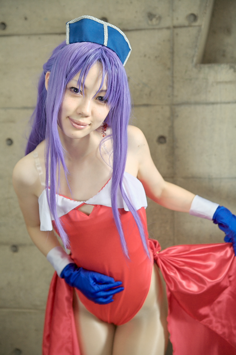 angela angela_(seiken_densetsu_3) cosplay frills gloves highres hirano_kurita leotard photo purple_hair ruffles seiken_densetsu seiken_densetsu_3