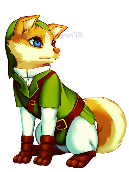 ambiguous_gender belt blue_eyes brown_nose canine clothing dog falvie hat link mammal pants shoes solo tail the_legend_of_zelda tunic video_games