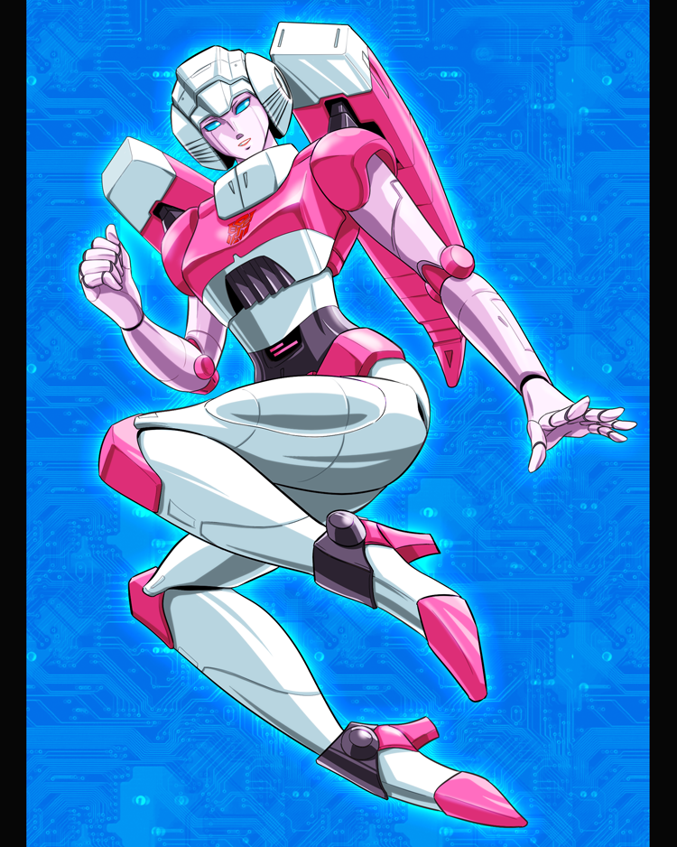 arcee blue_eyes high_heels robot_girl transformers