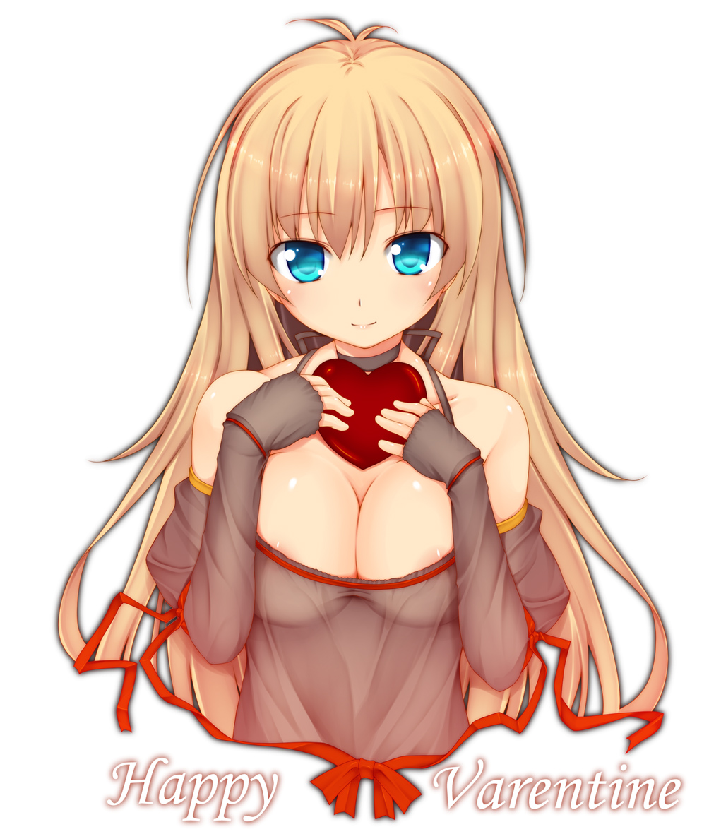 areola_slip areolae bad_id bad_pixiv_id big_wednesday blonde_hair blue_eyes box breast_suppress breasts cleavage happy_valentine heart heart-shaped_box large_breasts long_hair original see-through solo valentine
