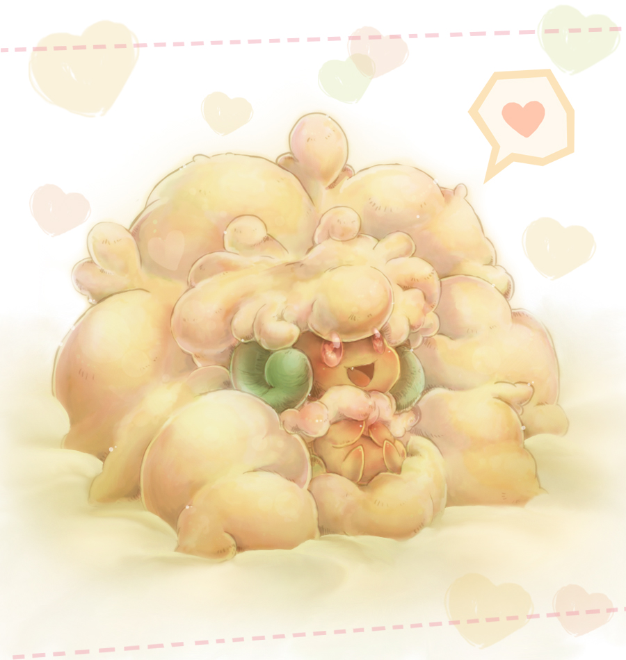 &hearts; cute fluffy hair horn long_hair looking_up nintendo open_mouth pok&#233;mon pok&eacute;mon red_eyes sinobi-mania1220 sitting smile solo teeth tooth video_games whimsicott wool