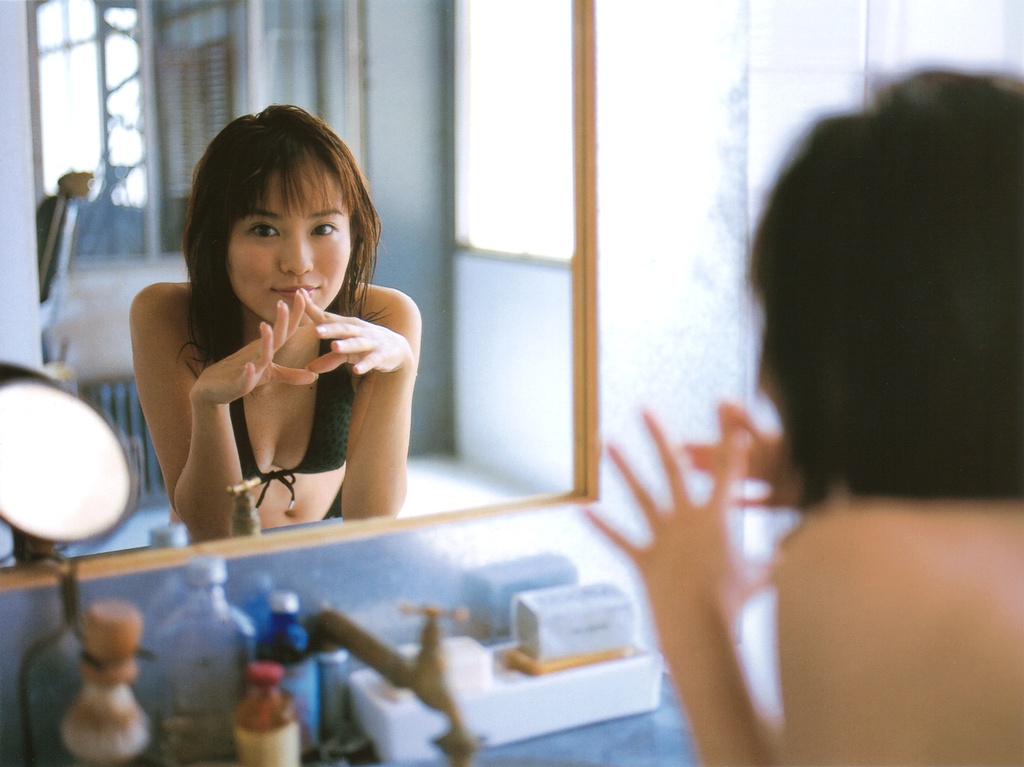 bikini_top ichikawa_yui leopard_print mirror photo