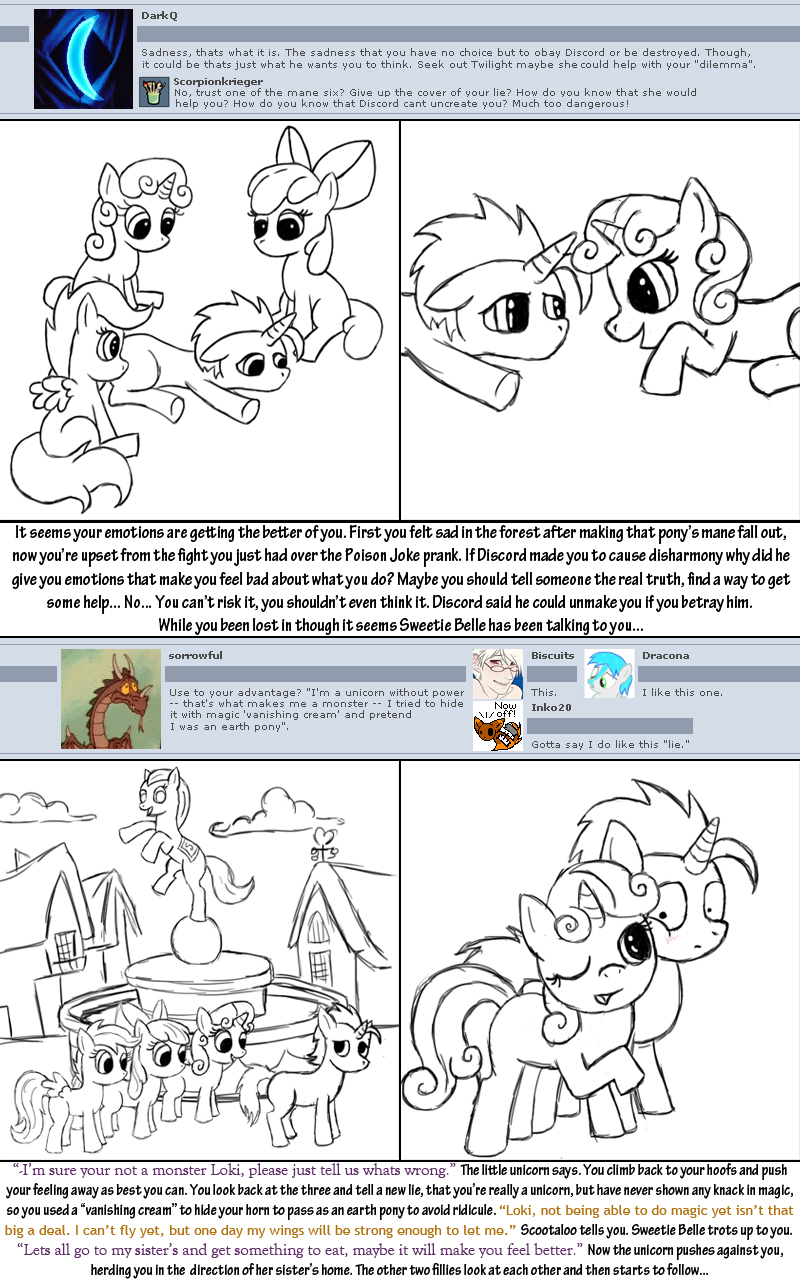 apple_bloom_(mlp) applebloom_(mlp) bitterplaguerat black_and_white blush comic cub cutie_mark cutie_mark_crusaders_(mlp) dialog dialogue english_text equine female feral friendship_is_magic group hair hooves horn horse loki long_hair male mammal mane monochrome my_little_pony pegasus pony scootaloo_(mlp) short_hair sweetie_belle_(mlp) text unicorn wings young