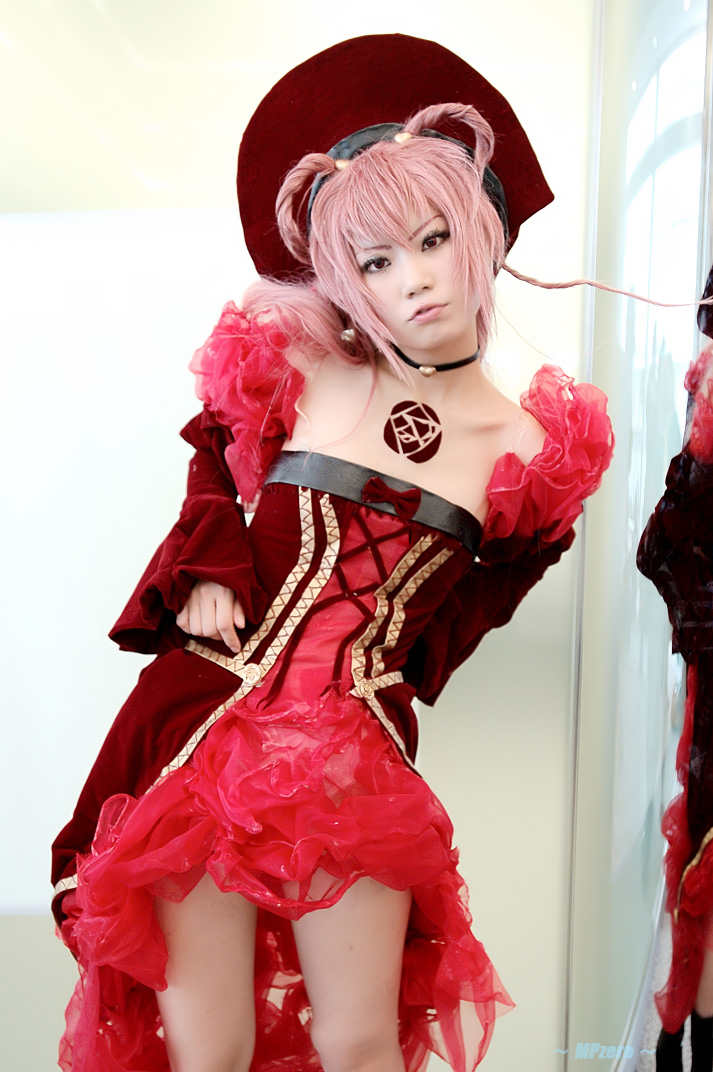 another_blood braid braids cosplay demonbane dress frills gown izaki_nokoru photo pink_hair ruffles