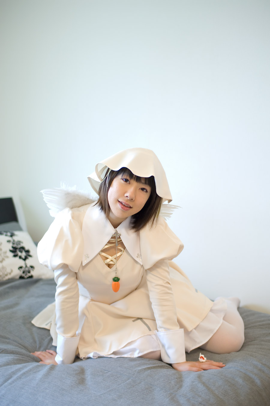 bed carrot character_request cosplay dress highres photo source_request tagme_character tagme_series wings