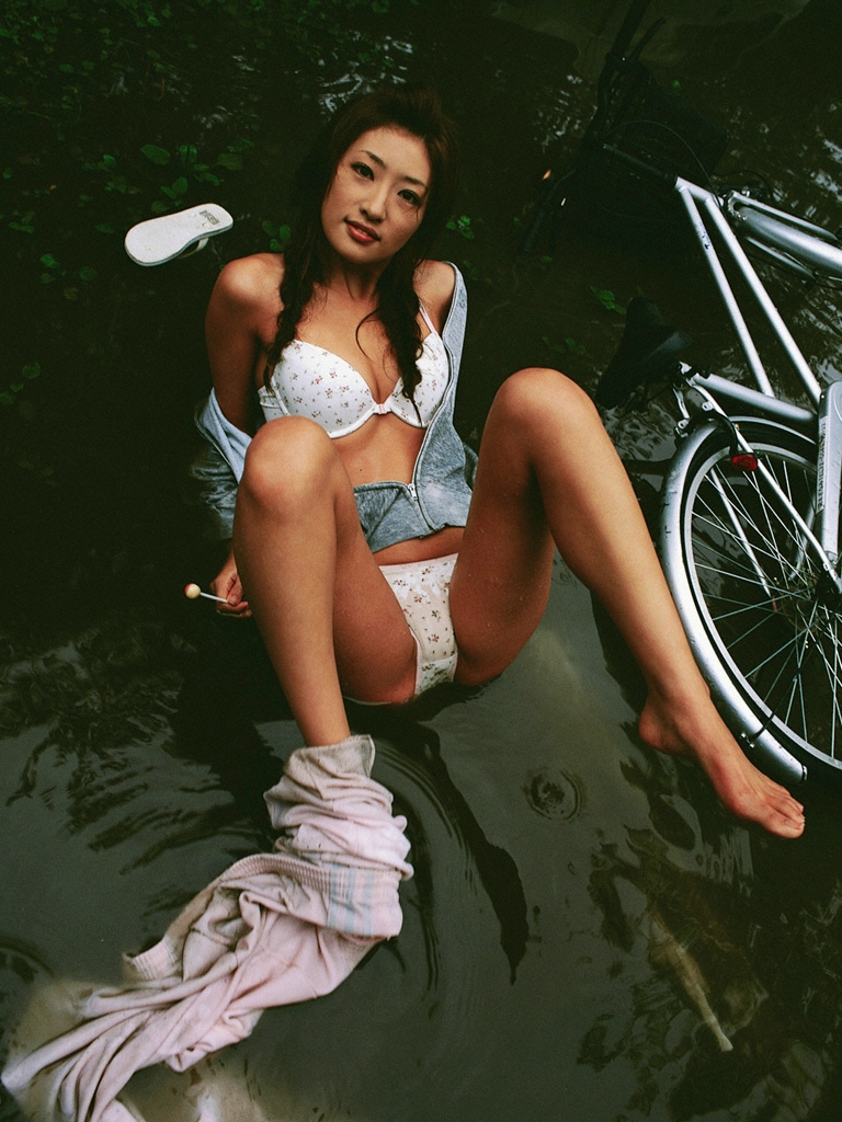 bicycle bra hood hoodie lingerie mud panties photo pond underwear wet