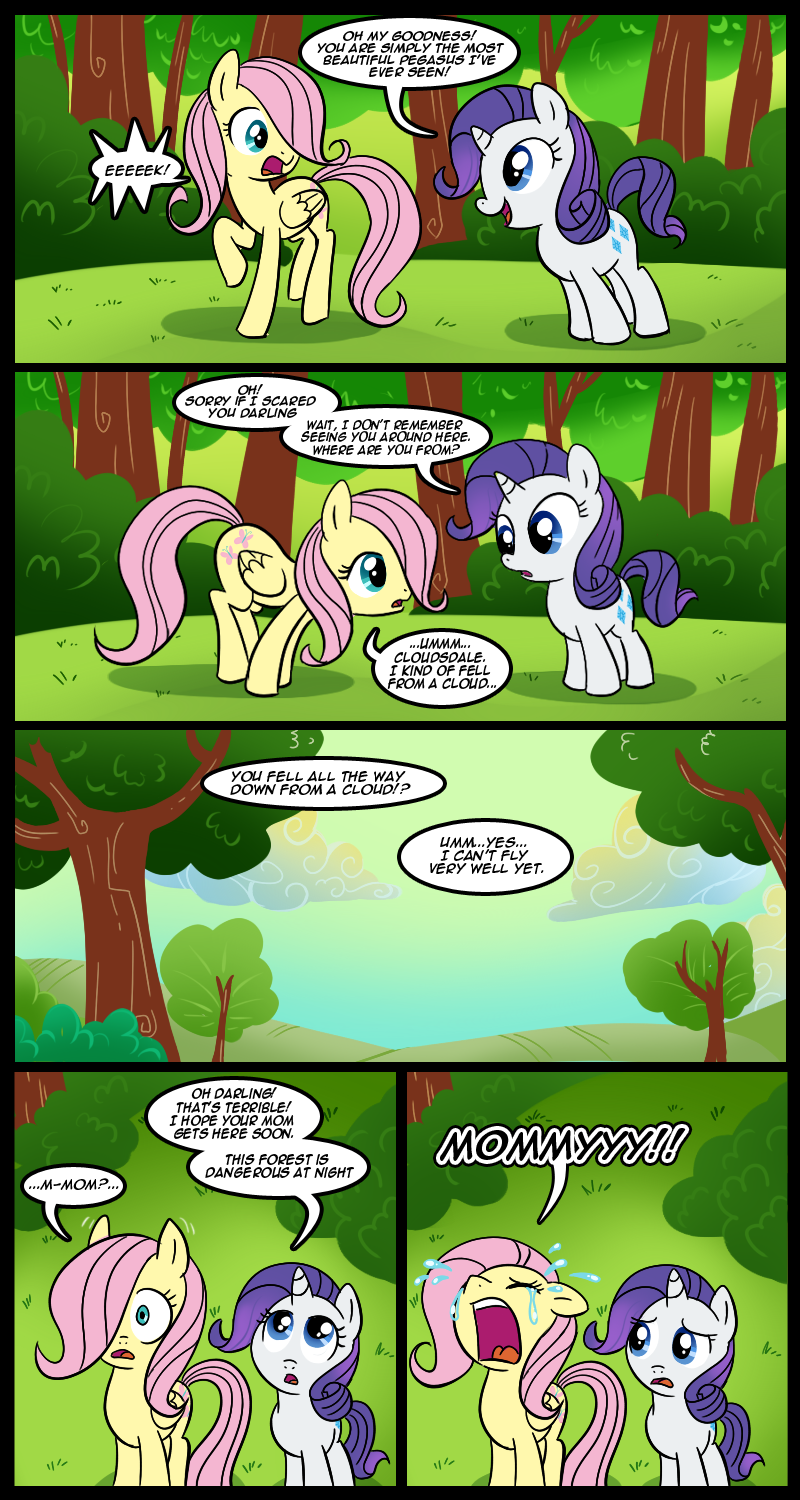 crying cub dialog dialogue duo english_text equine female feral fluttershy_(mlp) friendship_is_magic hair horn horse invalid_tag madmax mammal my_little_pony outside pegasus pony rarity_(mlp) tears text unicorn veggie55 wings young