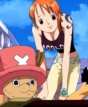 The Big Imageboard Tbib 1girl Animal Animated Animated Gif Bare Shoulders Bent Over Black Eyes Bouncing Breasts Breasts Cleavage Cloud Happy Hat Large Breasts Looking At Viewer Lowres Nami Nami One