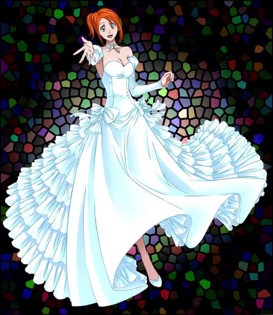 bleach dress female inoue_orihime orange_hair solo wedding_dress
