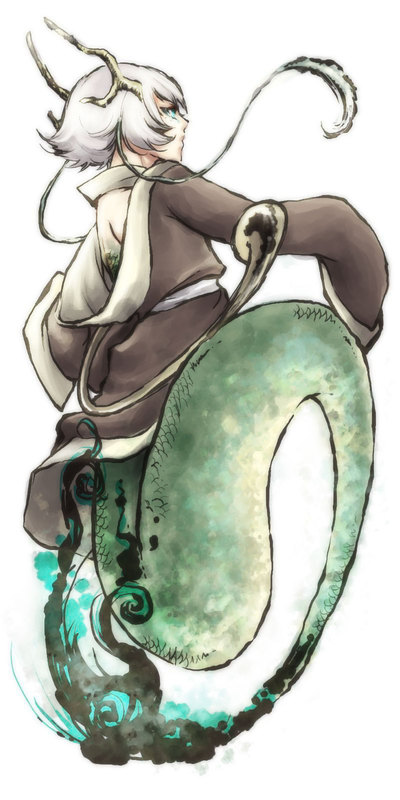 antlers bad_id bad_pixiv_id chinese_zodiac dragon eastern_dragon original personification shiro_(reptil) solo white_background