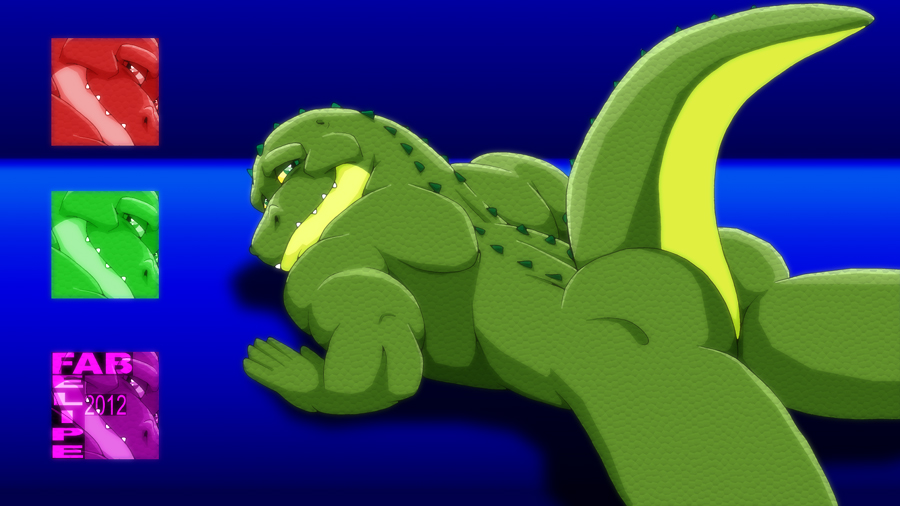 anthro anus biceps big_muscles butt crocodile fabfelipe looking_at_viewer looking_back male muscles nude pose raised_tail reptile scalie solo spread_legs spreading