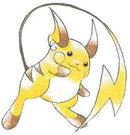 lowres no_humans official_art pokemon pokemon_(game) pokemon_blue pokemon_red_and_green pokemon_rgby pokemon_yellow raichu sugimori_ken