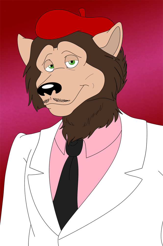 brown_fur canine clothing facial_hair fur furless green_eyes hat isabellaprice male mammal mustache reginald_saint-pierre solo were werewolf wolf