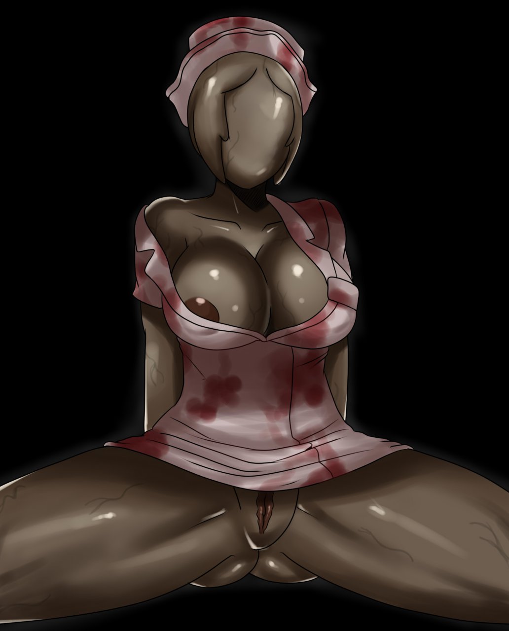 &dagger; blood blush breasts cross faceless female hat konami monster nipples nurse pussy silent_hill solo spread_legs spreading sssonic2 uniform video_games