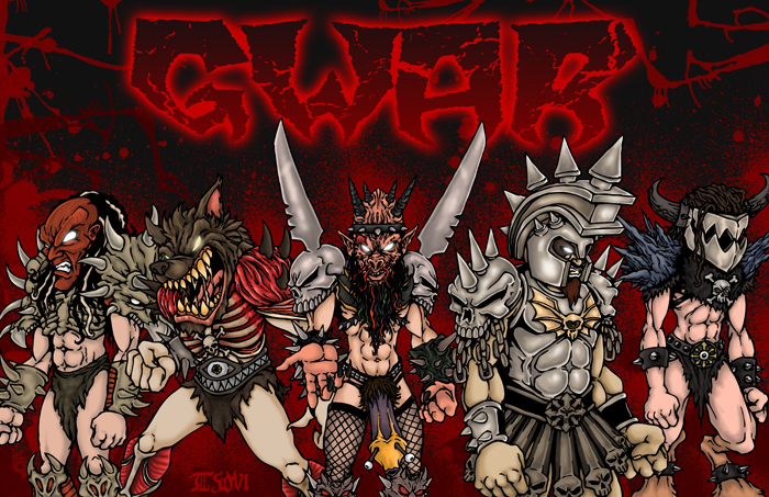 band gwar metal monsters skull weird_penis wolf_head