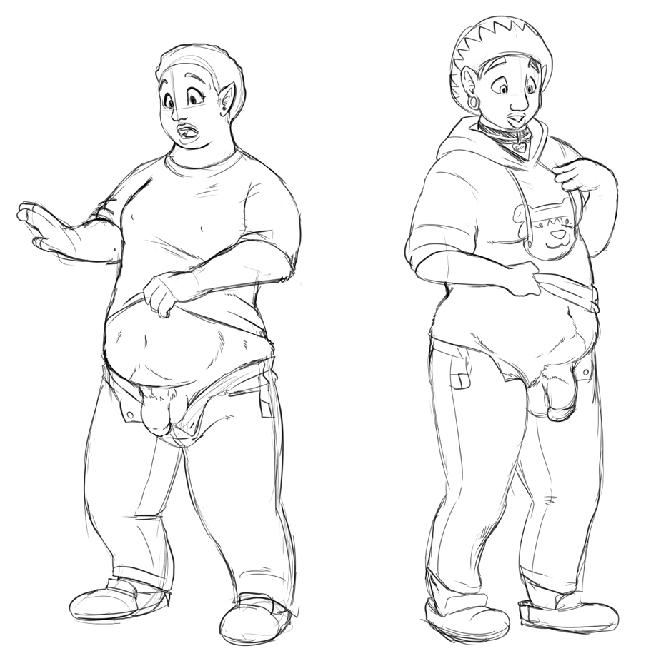 black_and_white breasts chubby ear_piercing gender_transformation gillpanda growth herm human intersex male mammal monochrome penis piercing transformation weight_gain