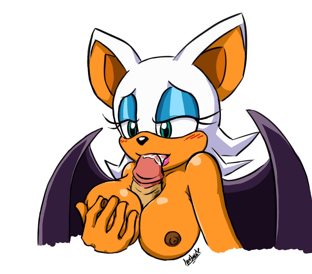 big_breasts blush breasts couple disembodied_penis duo fellatio female gloves imshade male mammal nipples nude oral oral_sex penis plain_background rouge_the_bat sega sex sonic_(series) straight teal_eyes titfuck white white_background wings