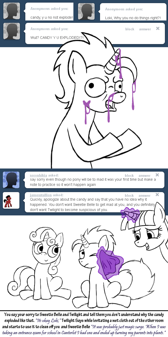 bitterplaguerat comic cub dialog dialogue english_text equine female feral friendship_is_magic hair hooves horn horse loki long_hair male mammal mane my_little_pony pony short_hair sweetie_belle_(mlp) text twilight_sparkle_(mlp) unicorn y_u_no young