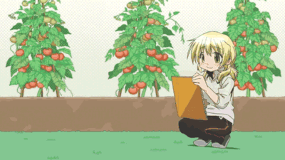 animated animated_gif blonde_hair casual cellphone hidamari_sketch lowres miyako open_mouth phone short_hair solo wide_face wideface |_|