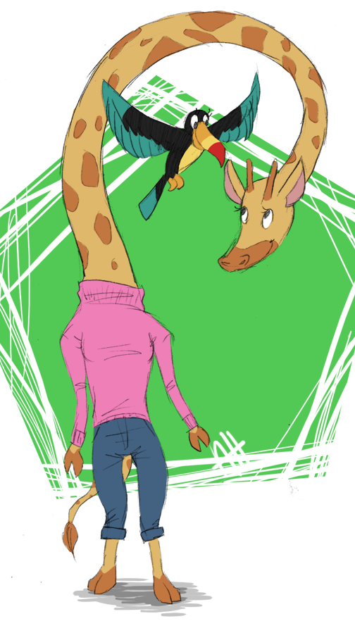 avian clothed clothing giraffe hooves ingrid_giraffe lupe_toucan mammal my_gym_partner's_a_monkey my_gym_partner's_a_monkey spirit_the_titan_(artist) spiritthetitan toucan