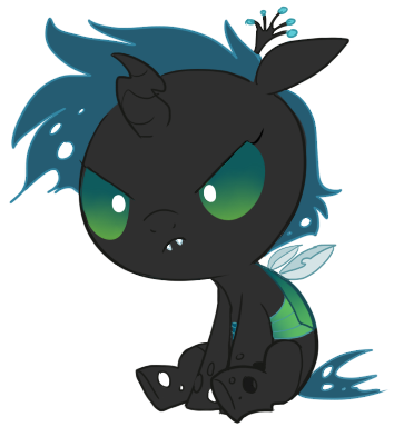 changeling cub elslowmo equine female feral friendship_is_magic green_eyes hair horn horse mammal my_little_pony pony queen_chrysalis_(mlp) solo unknown_artist wings young