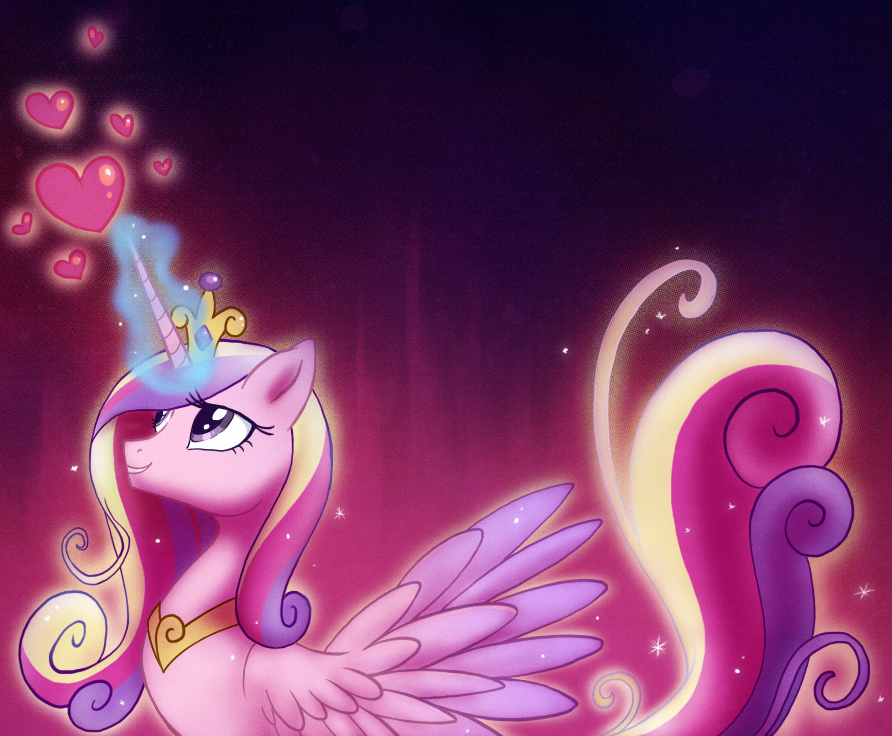 &hearts; &lt;3 abstract_background crown equine female feral friendship_is_magic glowing hair horn horse magic mammal multi-colored_hair my_little_pony necklace pony princess_cadance_(mlp) princess_cadence_(mlp) saphamia solo winged_unicorn wings