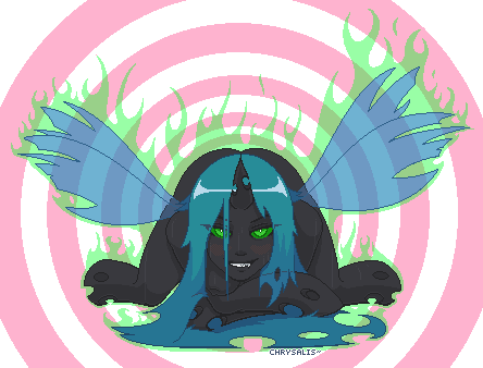 aura blue_hair blush changelings chrysalis friendship_is_magic green_eyes humanized lowres magic my_little_pony my_little_pony_friendship_is_magic personification queen queen_chrysalis sweat