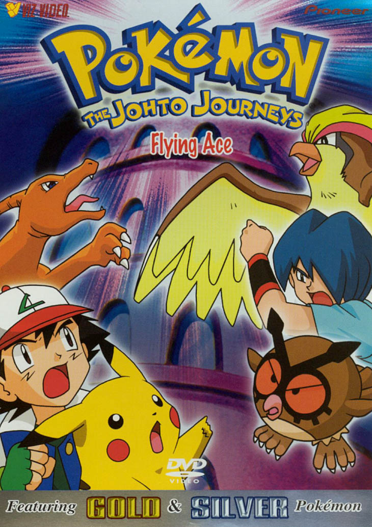 2boys armband artistic_error ash_ketchum baseball_cap bird black_hair blue_hair charizard claws cover dvd_cover english_text falkner_(pokemon) feathered_wings fingerless_gloves gloves haori hat hoothoot jacket japanese_clothes logo multiple_boys non-web_source open_mouth pidgeot pikachu pokemon pokemon_(anime) pokemon_(creature) pokemon_gym thick_eyebrows wing_collar wings