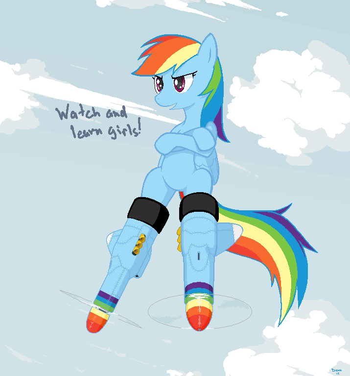 cloud devo devo87 ears english_text equine female friendship_is_magic hair horse long_hair mammal ms_paint multi-colored_hair my_little_pony open_mouth pegasus pony purple_eyes rainbow_dash_(mlp) rainbow_hair sky solo strike_witches text wings