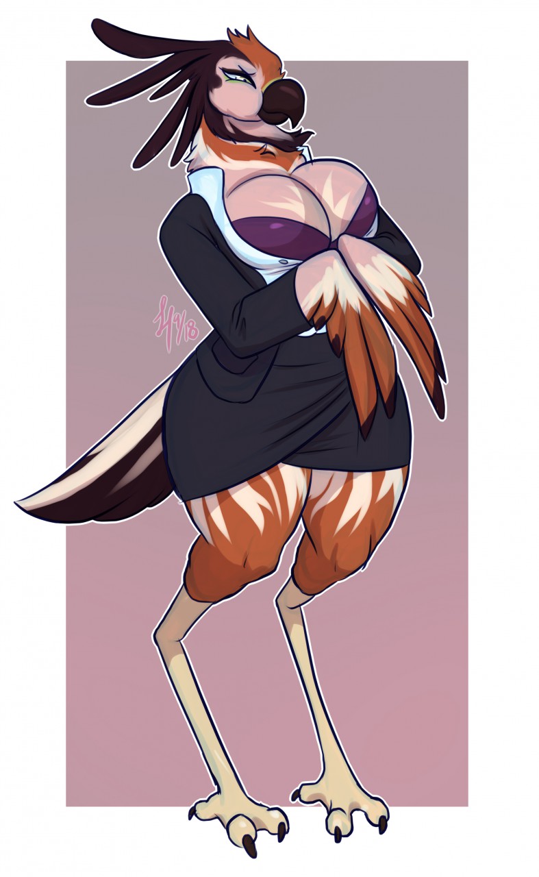 anthro avian beak bird bra breasts clothed clothing feathers female lavenderpandy solo standing thick_thighs underwear wide_hips