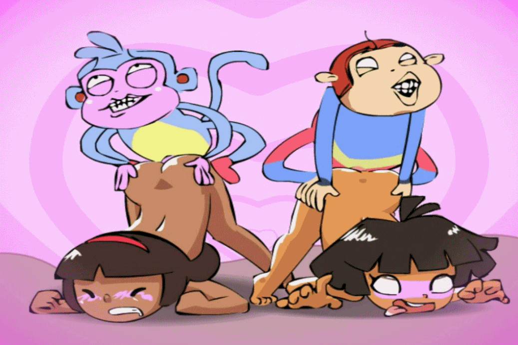 animated bestiality blush boots boots_(character) child clothing dora dora_the_explorer erection eyes_closed female feral group hair human interspecies male mammal minus8 monkey nude open_mouth penetration penis primate sex straight tongue tongue_out what word_girl young