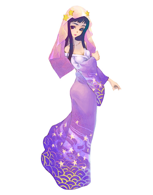 copyright_request dress gown simple_background solo star veil weno
