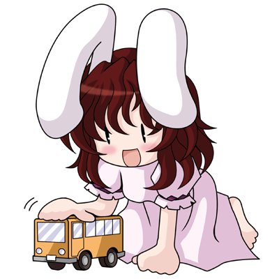 animal_ears artist_request barefoot chibi inaba_tewi lowres playing solo touhou toy