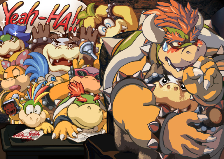 anthro blush bow bowser bowser_jr. chubby claws collar english_text father female hair horn iggy iggy_koopa kemono koopa koopaling koopalings larry larry_koopa lemmy lemmy_koopa letter ludwig ludwig_von_koopa male mario_bros masabowser morton morton_koopa_jr muscles nintendo open_mouth overweight parent plain_background prince reptile ribbons roy roy_koopa royalty scalie shell smile spikes stamp sweat teeth text tongue turtle video_games wendy wendy_o_koopa