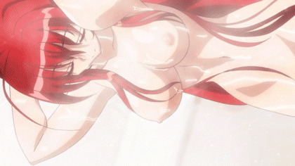 animated animated_gif bounce bouncing_breasts breasts high_school_dxd large_breasts long_hair lowres nipples nude red_hair rias_gremory screencap shower shower_scene