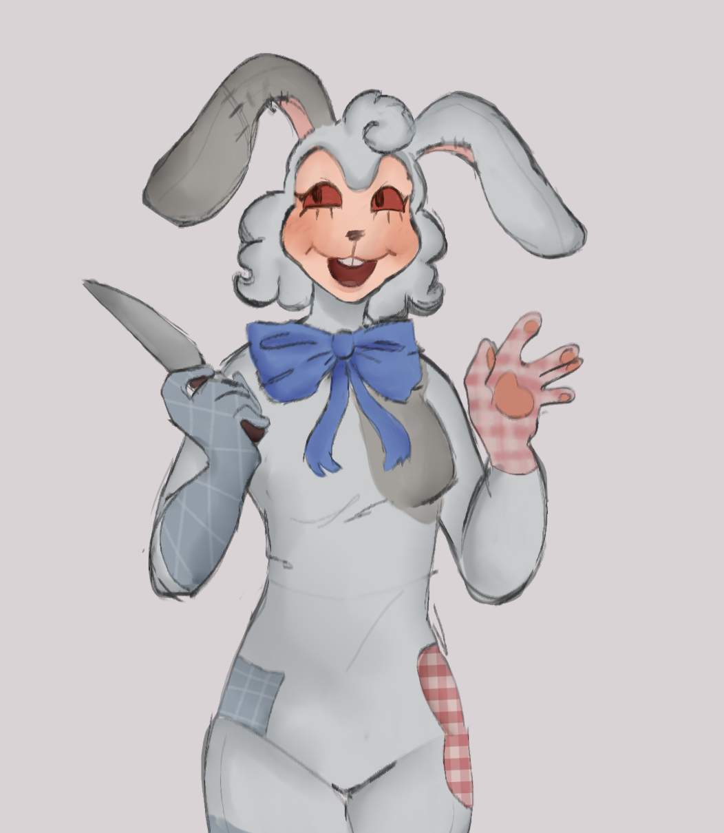 anthro bunny_costume clothing costume female five_nights_at_freddy's hi_res human humanoid knife mammal par1ssl0v3x scottgames solo vanny_(fnaf)