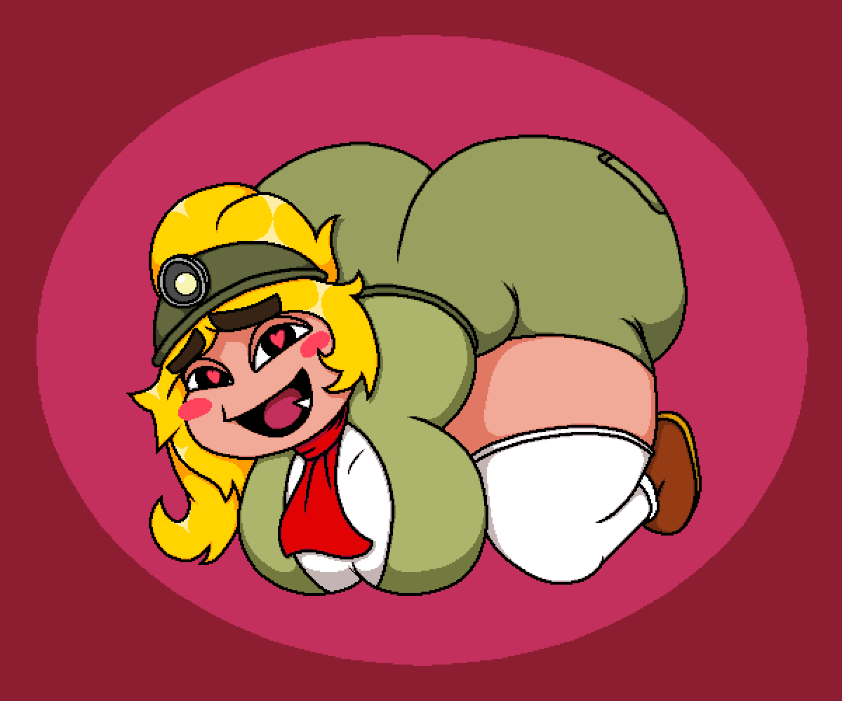&lt;3 &lt;3_eyes 2022 armless aroused ass_up big_breasts big_butt black_eyes blonde_hair blush bottomwear breasts brown_clothing brown_footwear brown_shoes butt cel_shading clothing colored digital_media_(artwork) female footwear front_view goomba goombella green_bottomwear green_clothing green_helmet green_khaki_shorts green_shorts green_topwear hair headlamp huge_butt humanoid khaki_shorts kneeling lamp legwear mario_bros nintendo one_tooth open_mouth paper_mario red_background red_scarf scarf shaded shoes shorts simple_background sinflative solo stockings tan_body thick_thighs tight_clothing topwear white_clothing white_legwear white_stockings