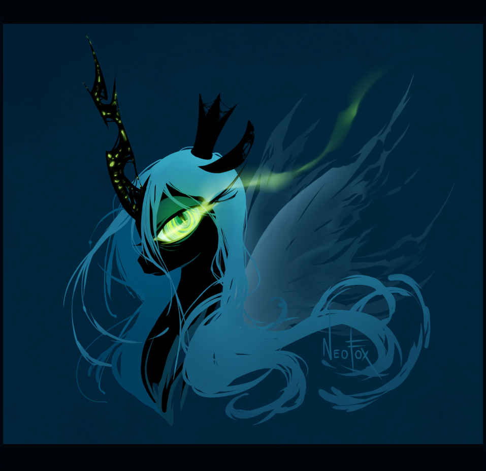 changeling crown female friendship_is_magic glowing_eyes green_eyes hair horn looking_at_viewer my_little_pony neofox oddly_sexy pretty queen queen_chrysalis_(mlp) royalty seductive solo wings