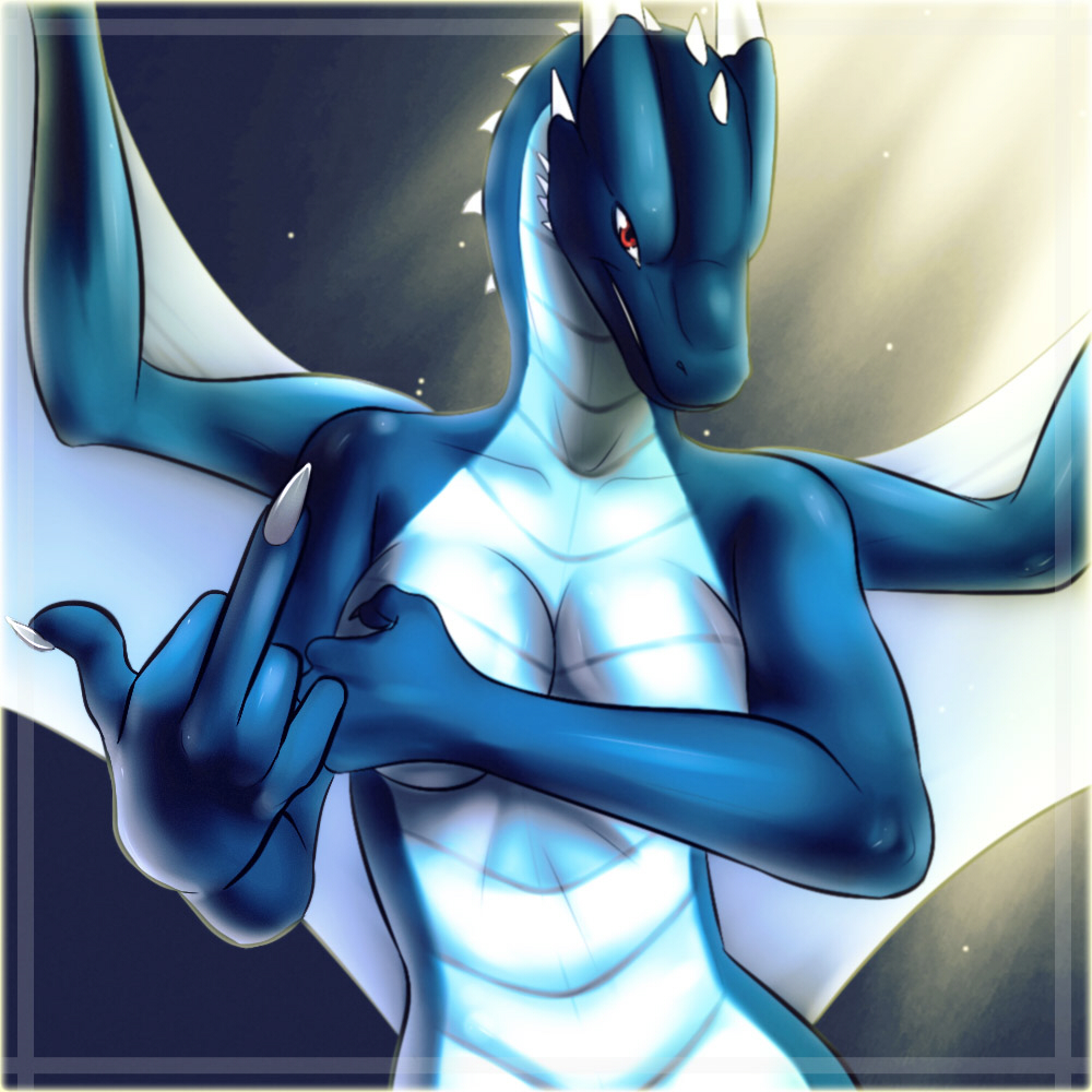 anthro breasts dragon female horn looking_at_viewer nude pose rafflone scalie solo wings