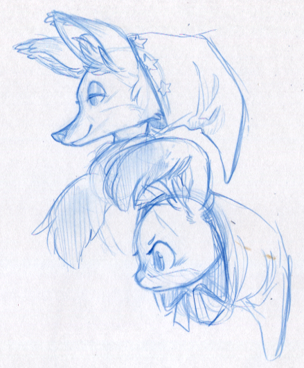 briskby canine disney duo female fox hat judy_hopps lagomorph male mammal nick_wilde pencil_(artwork) rabbit sketch traditional_media_(artwork) zootopia