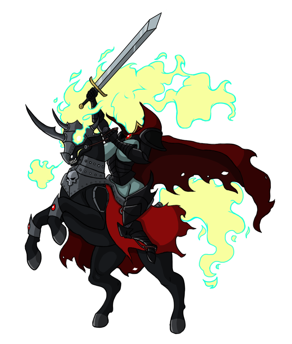 breasts dullahan equine female fire ghost headless horse lordstevie mammal monster nightmare_(species) plain_background spirit sword undead weapon white_background