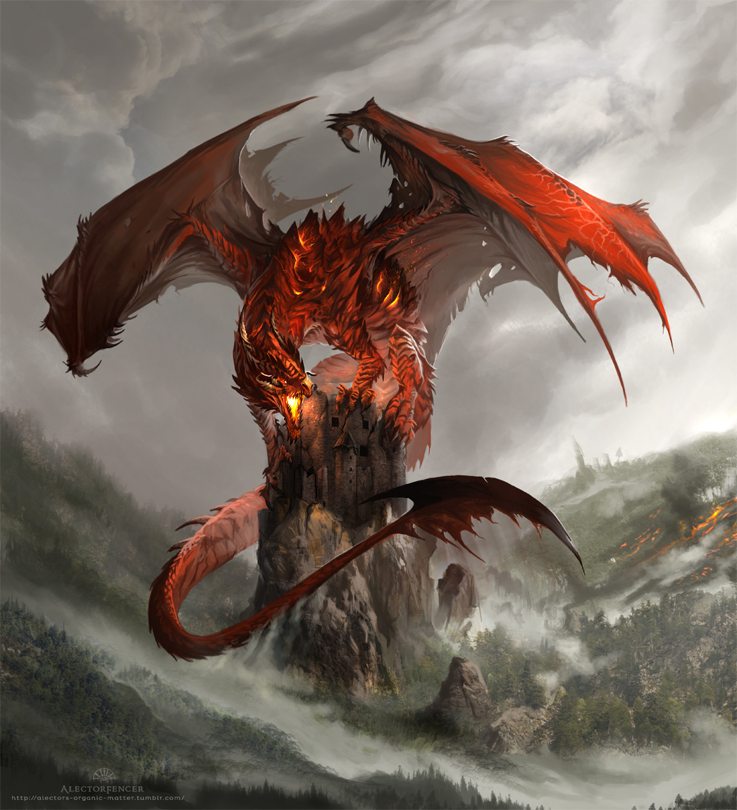 alectorfencer burning_forest castle dragon feral forest male rock ruin tail_spade tattered_wings tree vvlkn wings wood
