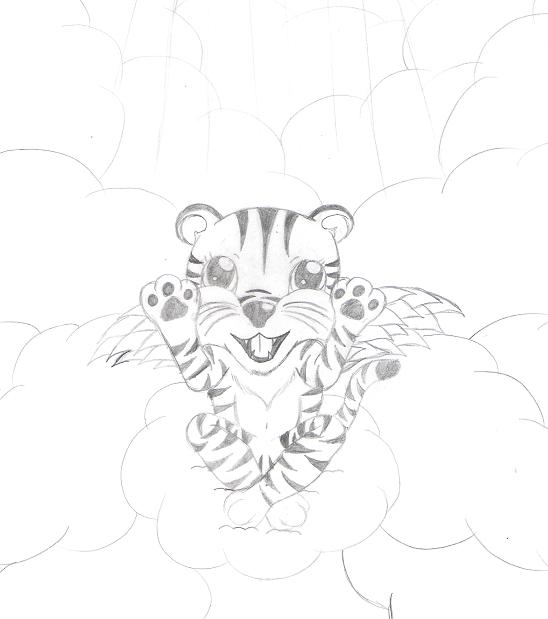 2012 anthro auroradragon93 baby beam black blue_eyes cat cloud cub cute feline female fluffy fur hair invalid_tag light little looking_at_viewer meow paws plain_background pussy smile stripe stripes tiger tongue white white_background white_hair wings young